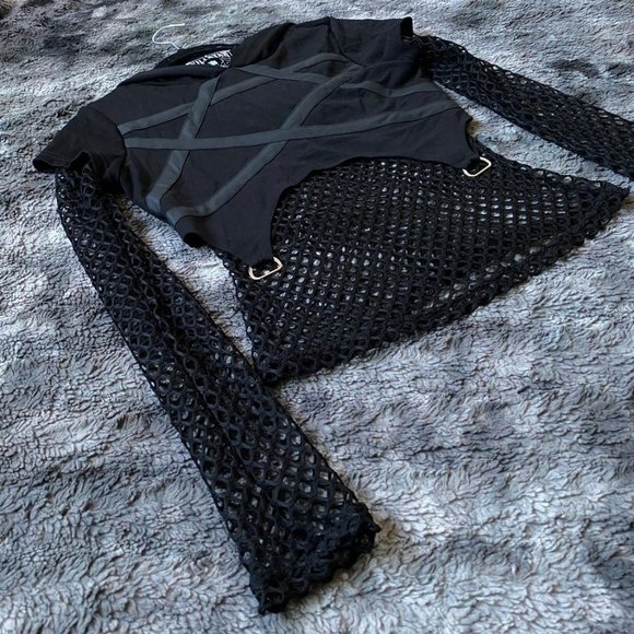 Killstar Pentagram Fishnet Top - Picture 2 of 10